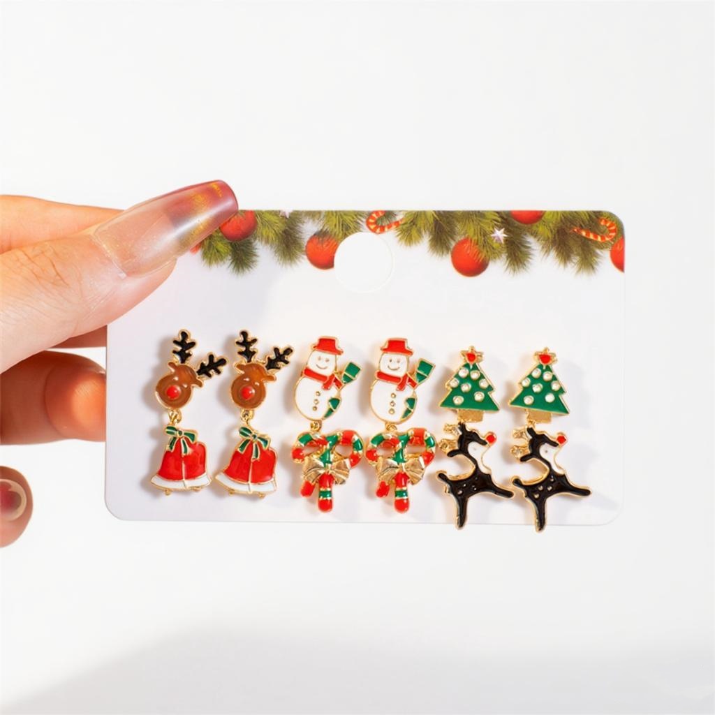 Elk Bugle Call - 6 Pairs/Set Christmas Series Earrings for